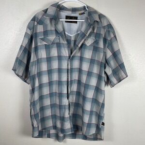 Howler Brothers Mens XXL Blue Plaid Western Pearl Snap Mesh Vent Shirt